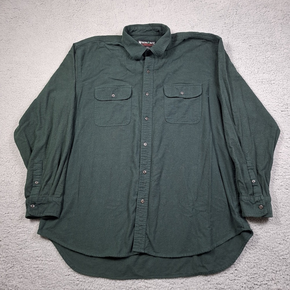 Marino Bay Natural Mens 2XLT Forest Green Cotton Chamois Button Up Shirt L/S